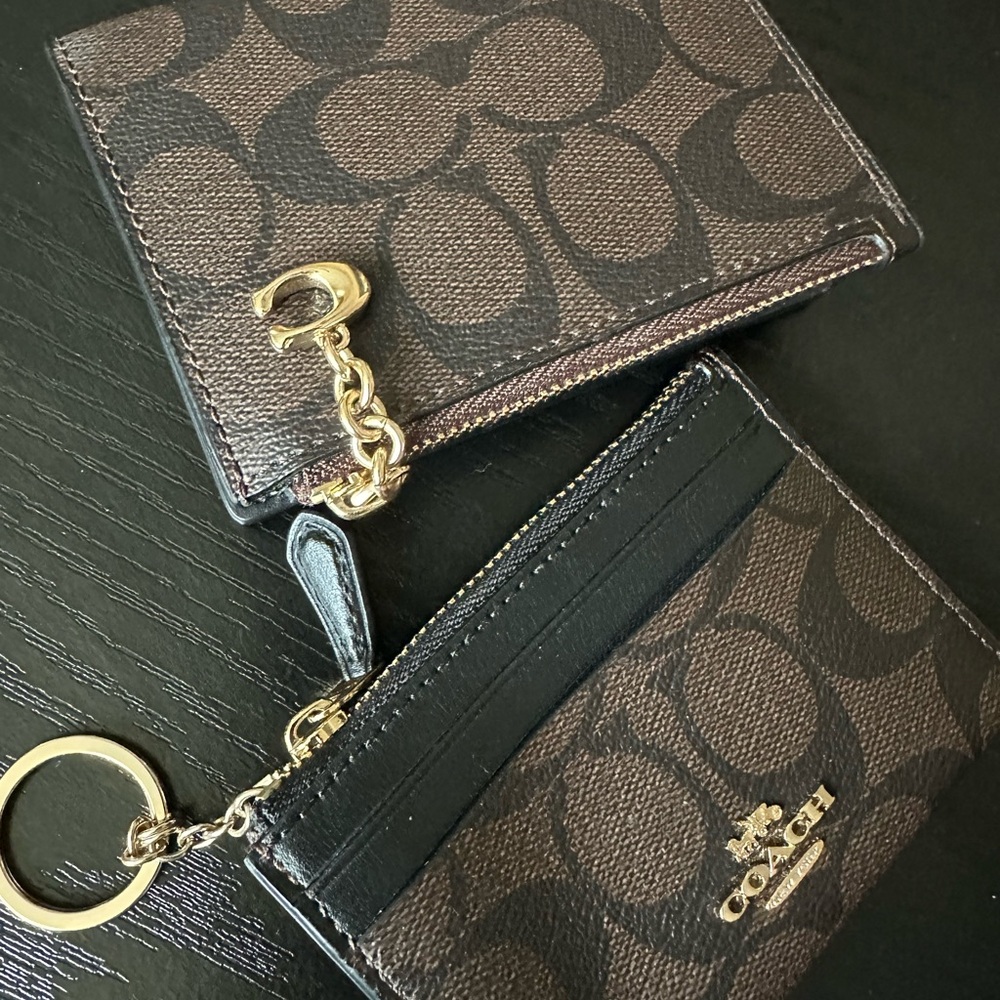 Coach Signature Brown and Black Wallet Duo